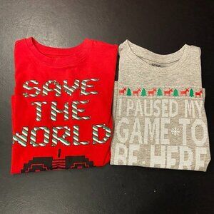 George Boy's Set of Two Christmas Gamer T-shirts - Size S (6) - NWT.